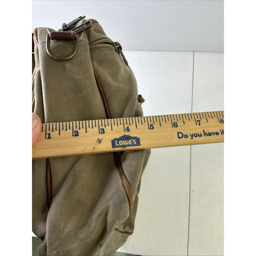 VTG LL Bean Maine Canvas Leather Trim Messenger Briefcase Bag No Strap